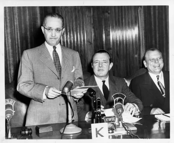 Fred Saigh, August A. Busch Jr., and Adalbert von Gontard