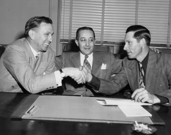 Fred Saigh,  Eddie Dyer, and Harry Breechen