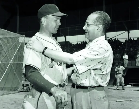 Fred Saigh with Cardinals player, Solly Hemus