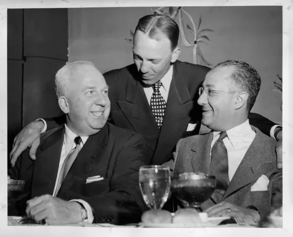 Warren Giles, Eddie Stanky, and Fred Saigh